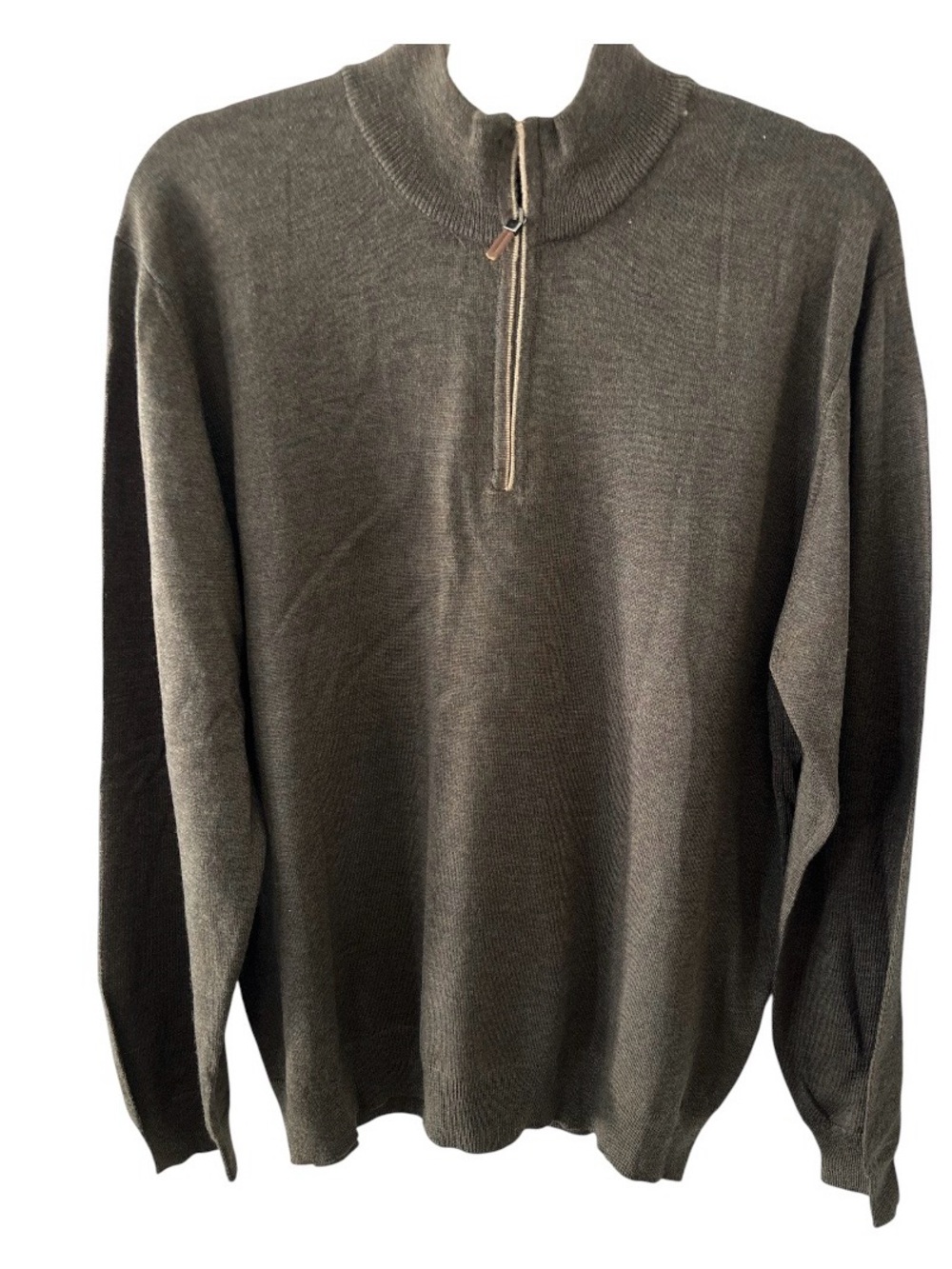 Saks Fifth Avenue Olive Green Zip-Up Sweater